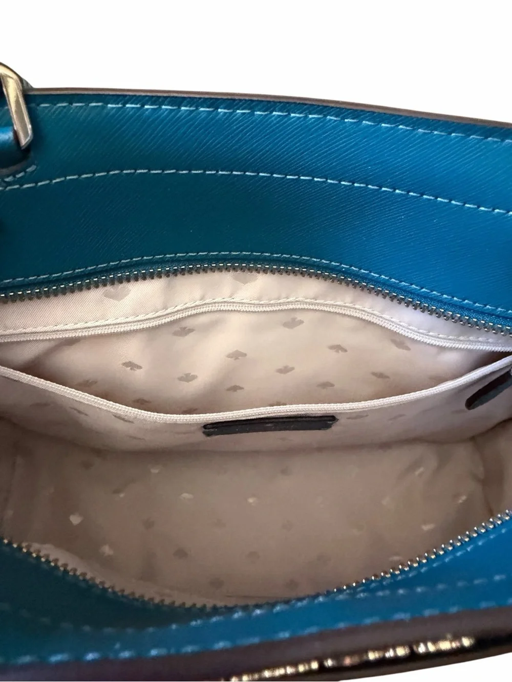 Kate Spade Staci Medium Satchel Dark Peacock Saffiano Leather Crossbody Bag